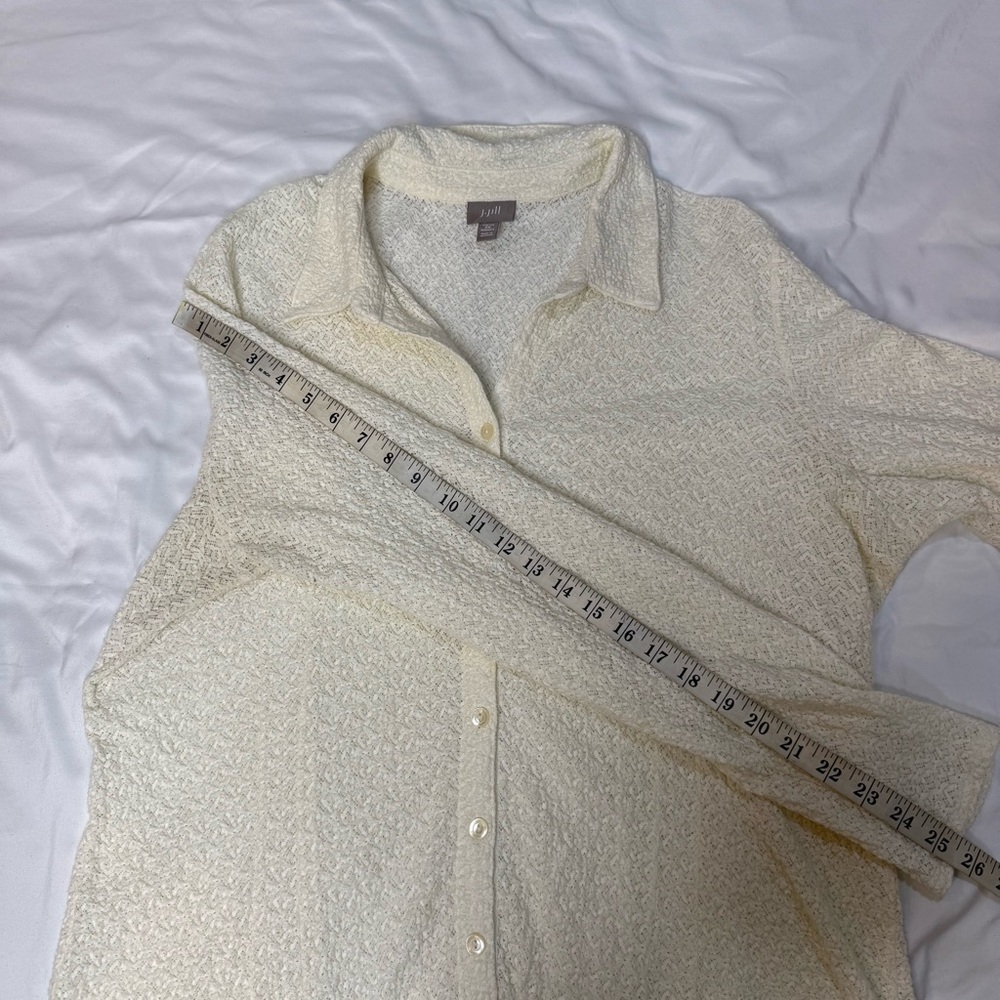 J. Jill stretch ivory crochet lace button down long sleeve blouse - Picture 13 of 16